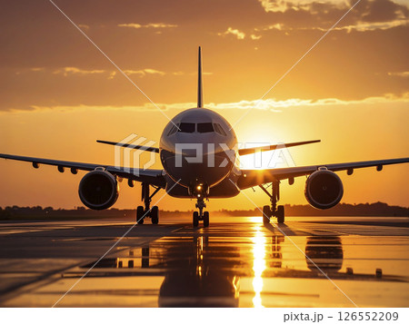 旅客機　滑走路　AI生成画像 126552209