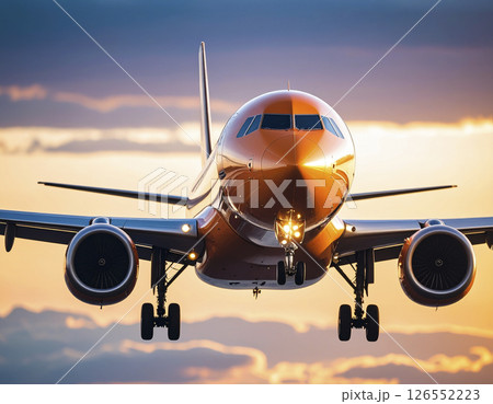 旅客機　飛行　AI生成画像　 126552223