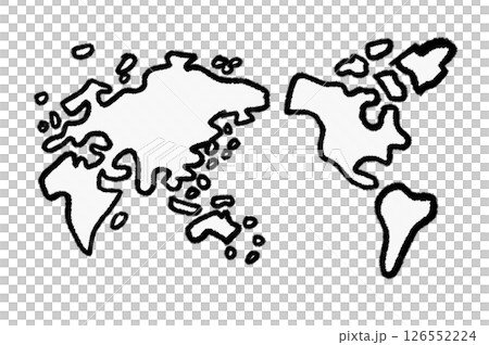 ざっくり手描きシンプルな世界地図 126552224