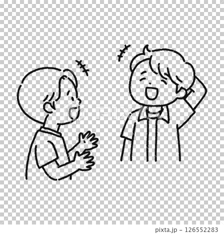 楽しくおしゃべりする2人 線画 楽しくおしゃべりする2人 線画 126552283