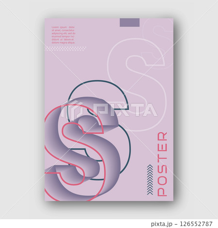 Stylized lowercase letter S. Template for poster, poster, cover, interior design. The idea of creative design Stylized lowercase letter S. Template for poster, poster, cover, interior design. The idea of creative design 126552787