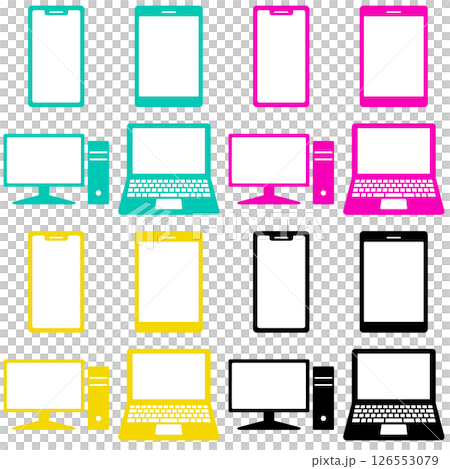 Smartphone and computer icon digital tools 4 color set 126553079