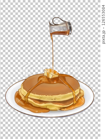 メープルがたっぷりかかったホットケーキ 126553084