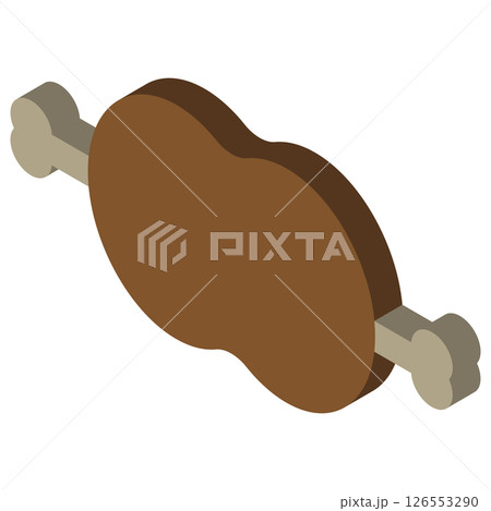 骨付き肉のアイソメトリック風イラスト 126553290