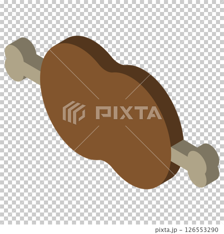 骨付き肉のアイソメトリック風イラスト 126553290