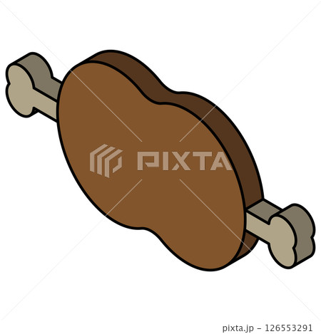 骨付き肉のアイソメトリック風イラスト 126553291