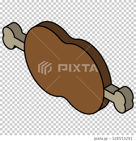 骨付き肉のアイソメトリック風イラスト 126553291