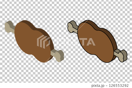 骨付き肉のアイソメトリック風イラスト 126553292