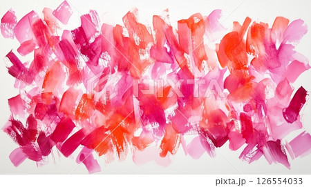 赤やピンクの水彩の背景、ペイント筆致 126554033