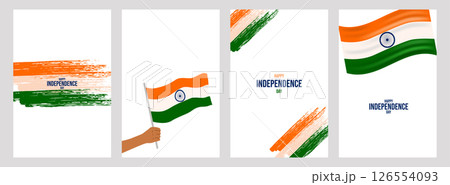 Indian Independence Day poster set template Design. 15 august. National colors country. greeting card invitation flyer layout. Vector illustration. 126554093