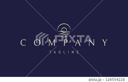 Vector golden logo with an abstract image of the sun in waves. Vector golden logo with an abstract image of the sun in waves. 126554228