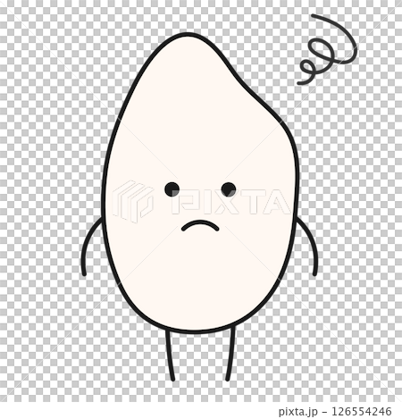 Rice character illustration with a troubled expression Rice character illustration with a troubled expression 126554246
