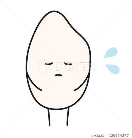 しょんぼりした表情のお米のイラスト 126554247