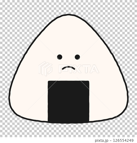 Illustration of a rice ball character with a troubled face 126554249