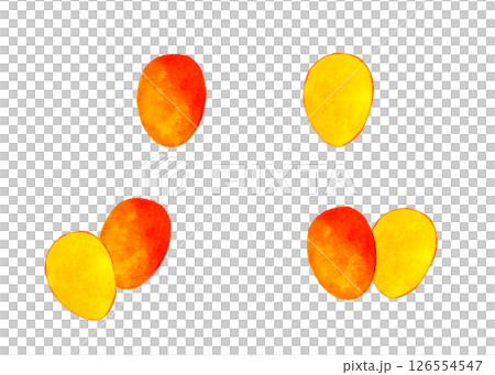 Mango set - A collection of hand-drawn watercolor illustrations of fruits 126554547