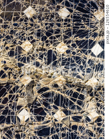 Damaged solar photovoltaic panel Damaged solar photovoltaic panel 126554610