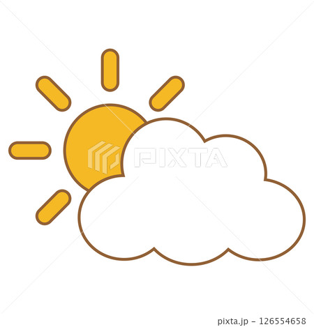 シンプルな雲と太陽のイラストアイコン シンプルな雲と太陽のイラストアイコン 126554658