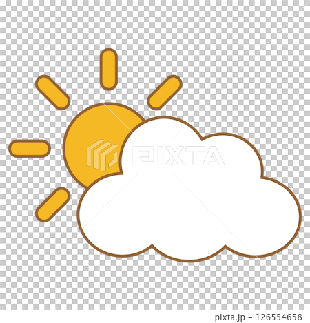 シンプルな雲と太陽のイラストアイコン シンプルな雲と太陽のイラストアイコン 126554658