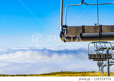 Chair lift in mountain, Serra da Estrela, Portugal 126554754