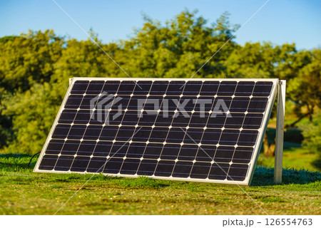 Portable solar photovoltaic panel outdoors 126554763