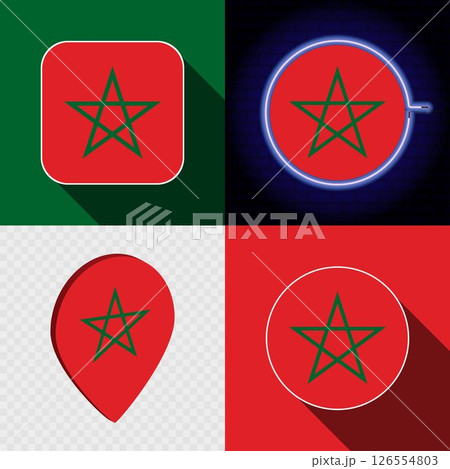 Set of modern icons with the national flag of Morocco. 126554803