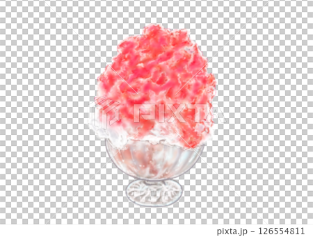 夏にぴったり苺シロップのかき氷 126554811