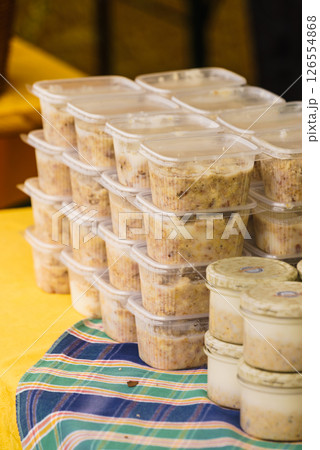 Lard animal fat in plastic boxes 126554868