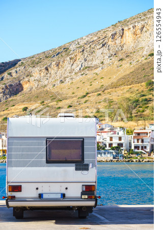 Camper car in greek resort. Travel 126554943