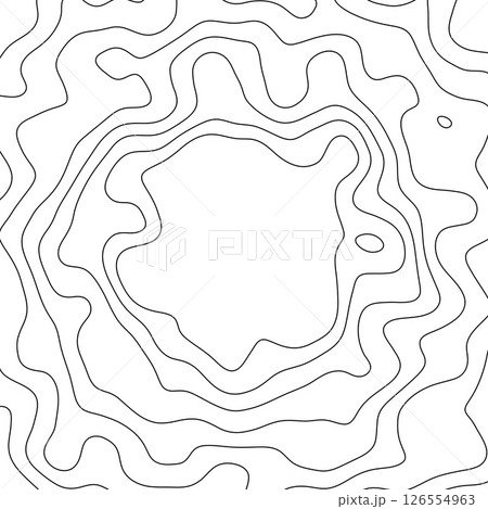 Topographic contour lines map wavy pattern. Vector geographic terrain shape for background or poster 126554963