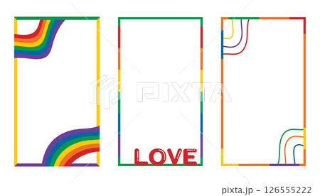 Rainbow and colourful frame for pride month element on social media platform template 126555222