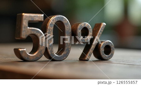 50% metal on a wooden table 126555857