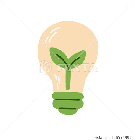EcoFriendly Light Bulb Featuring a Stylish Plant Icon for Sustainable Living and Design Vector illustration 126555999