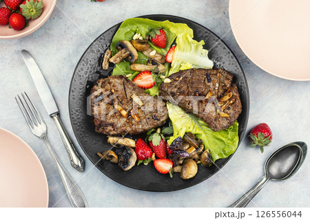 Served roasted beef meat steak. Served roasted beef meat steak. 126556044