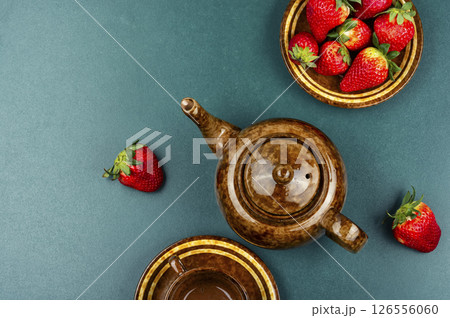 Fresh organic strawberries tea. Fresh organic strawberries tea. 126556060