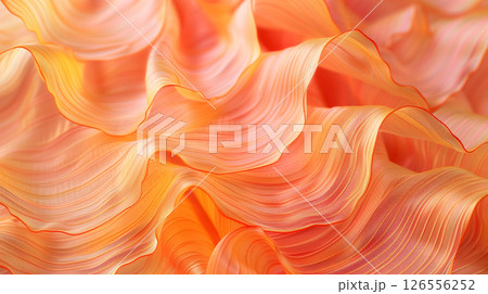 Wavy orange abstract fabric texture. 126556252