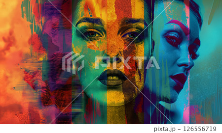Vibrant faces art collage. 126556719