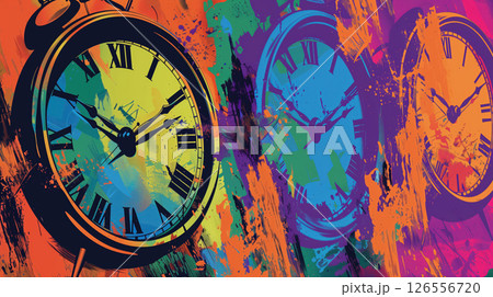 Colorful abstract clocks design. 126556720