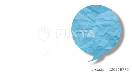 Light blue speech bubble crumpled paper isolated on transparent background Light blue speech bubble crumpled paper isolated on transparent background 126556776