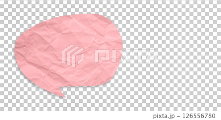 Pink speech bubble crumpled paper isolated on transparent background 126556780