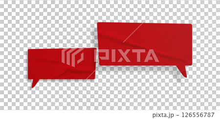 Red speech bubble crumpled paper isolated on transparent background Red speech bubble crumpled paper isolated on transparent background 126556787