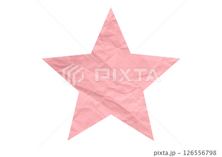 Crumpled pink star pattern stickers, separated on a transparent background. 126556798