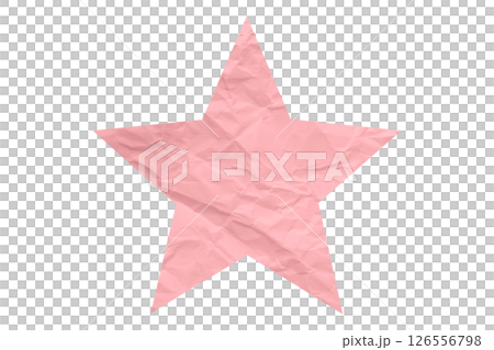 Crumpled pink star pattern stickers, separated on a transparent background. 126556798
