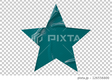 Crumpled green star pattern stickers, separated on a transparent background. 126556800