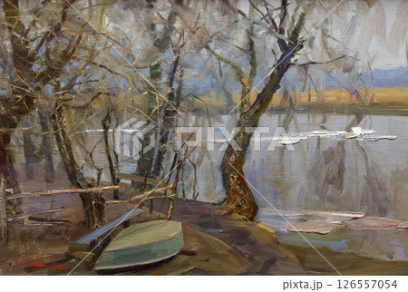 painting of nature, landscape, handmade drawing 126557054