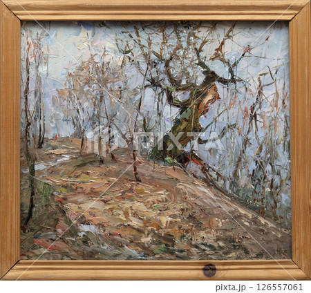 painting of nature, landscape, handmade drawing painting of nature, landscape, handmade drawing 126557061