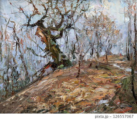 painting of nature, landscape, handmade drawing 126557067