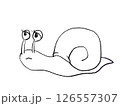 コミカルなカタツムリの線画のイラスト 126557307