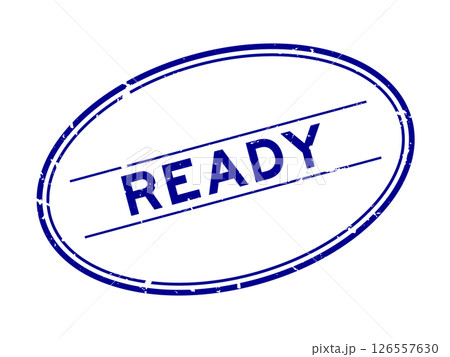 Grunge blue ready word oval rubber stamp in white background Grunge blue ready word oval rubber stamp in white background 126557630