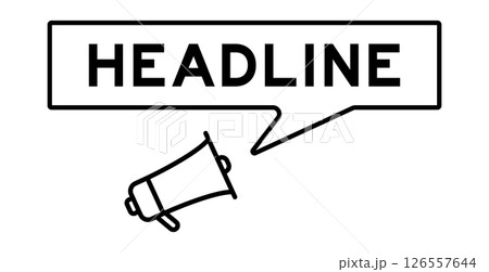 Megaphone icon with speech bubble in word headline on white background 126557644