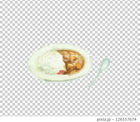 水彩絵の具で描いたカレーライス 126557674
